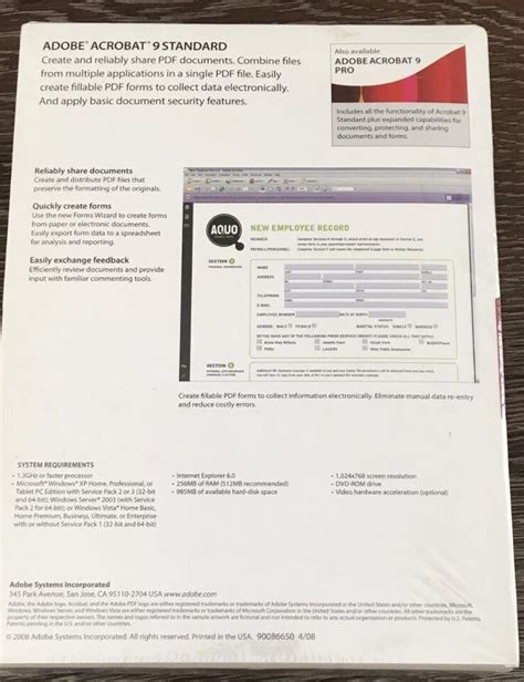 New And Sealed Adobe Acrobat 9 Standard For Windows Create Distribute