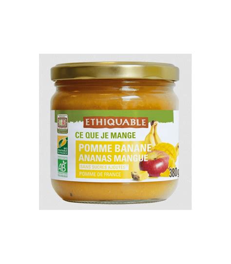 Pur E Pomme Banane Ananas Mangue Bio Et Thiquable Bocal De