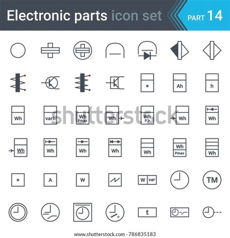 Electric Electronic Circuit Diagram Symbols Set Stock Vector Royalty