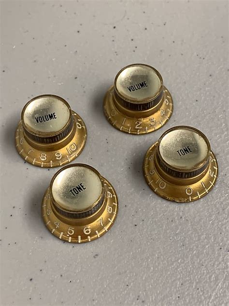 4 Four Gibson Reflector Knobs Vintage Usa 1960 S Gold Reverb