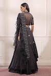 Buy Black Silk Embroidered Cutdana Layered Lehenga Set With Ruffle