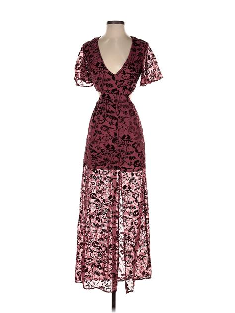 Lovers Friends Floral Multi Color Burgundy Casual Dress Size Xs 74