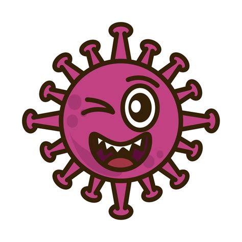 virus emoticon, covid-19 emoji character infection, face wink flat cartoon style 13263219 Vector ...