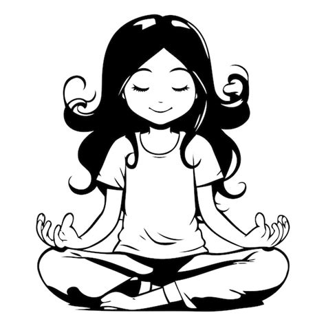 Una Chica Linda Meditando En La Posici N Del Loto Ilustraci N Vectorial