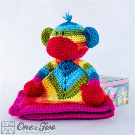 Rainbow Sock Monkey Lovey Security Blanket Pdf Crochet Etsy