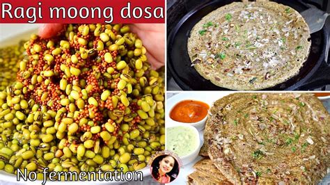 Ragi Moong Dosa Without Rice Healthy Dosa Diabetic Diet Recipe L High Protein Breakfast