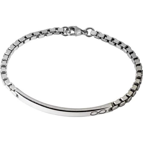 Bracelet Identité Homme Infini Argent 925 Rhodié Chaîne Maille