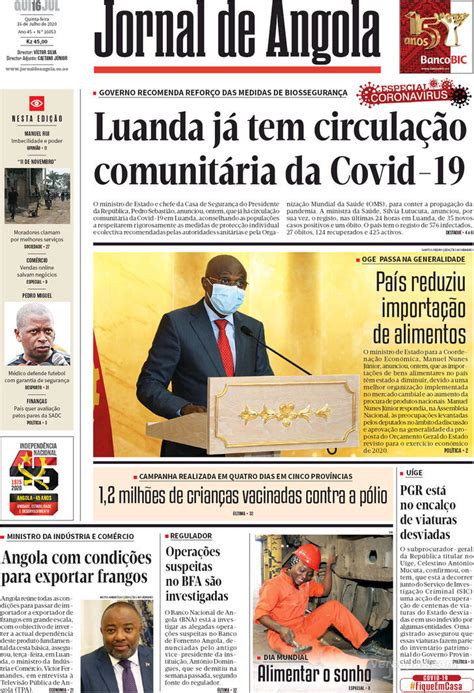 Capa Jornal De Angola De