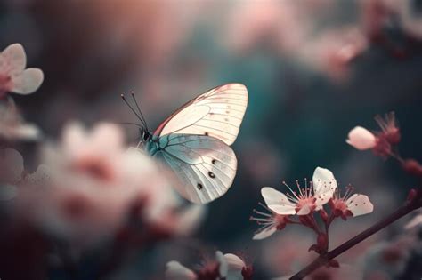 Premium Ai Image Butterfly On Flower Generative Ai