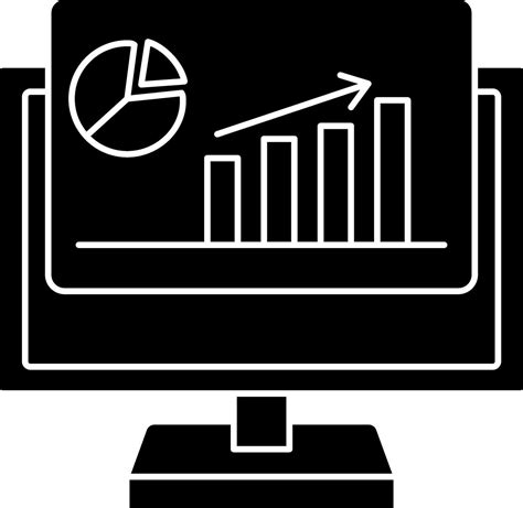 Black and White Illustration Of Statistics In Computer Icon. 24975543 ...