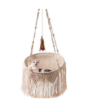 MewooFun Macrame Cat Hammock Hanging Cat Bed For Indoor Cats Boho Cat