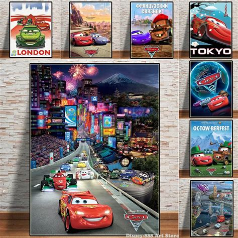 Pintura en lienzo de la película Disney Pixar Cars 2 para decoración de