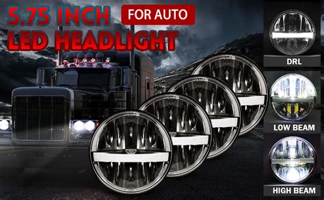 Amazon 5 3 4 5 75 Inch LED Headlight Round 4pcs DOT Approved