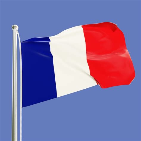 Premium Photo Flag Of France On Flagpole Waving In The Wind Isolated