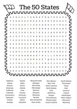 States Word Search Printable