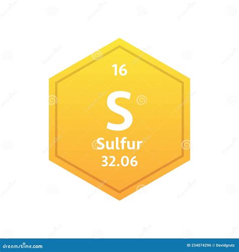 Sulfur Symbol Chemical Element Of The Periodic Table Stock Vector