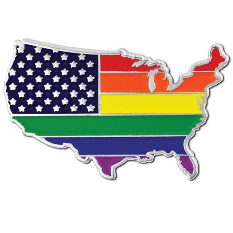 Pinmarts Gay Pride Usa Shape Flag Lgbt Enamel Lapel Pin