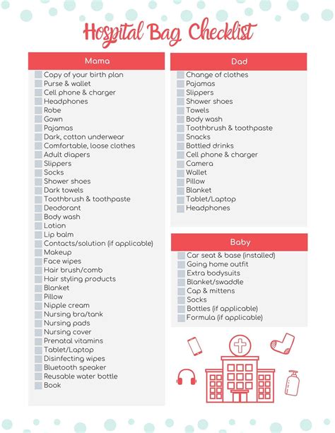 Baby Hospital Bag Checklist Printable