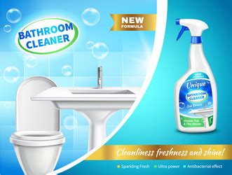 Bathroom Cleaners Ad Poster Spray Bottle Mockup Vector Image