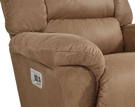 La Z Boy Randell Iii Camel Brown Polyester Fabric Dual Power Rocker Recliner Rooms To Go