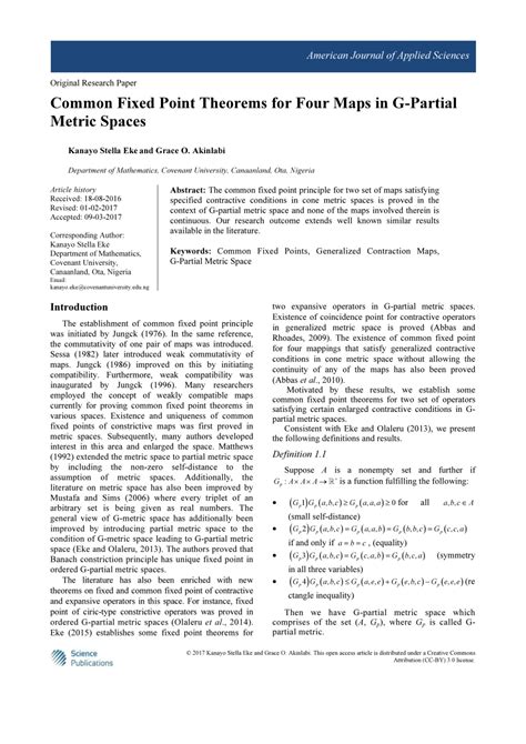 PDF Common Fixed Point Theorems For Four Maps In G Partial Metric Spaces