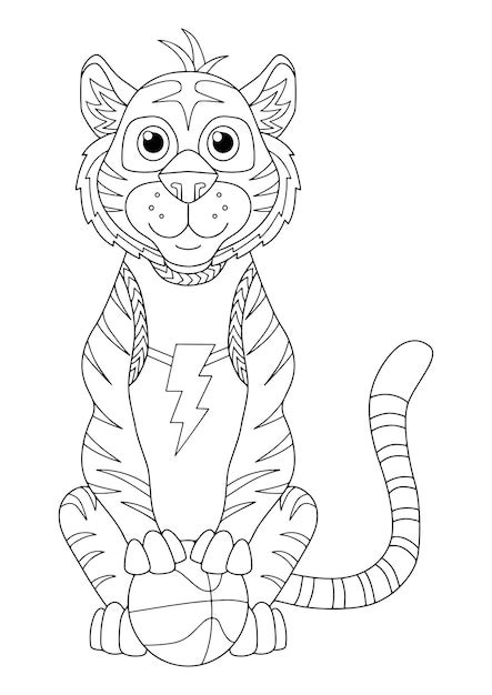 Tigre Coloriage Page Tigre Vecteur Tigre Illustration Tigre Noir Et