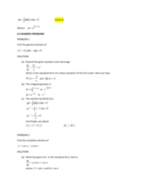 Solution Linear Differential Equation First Order Studypool