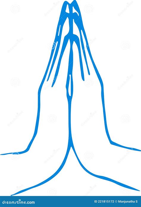 Sketch of Praying or Doing Namaste Hands Outline Editable Illustration Stock Vector ...