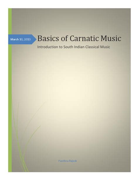 Basics Of Carnatic Music Pdf Musicology Classical And Art Music Traditions