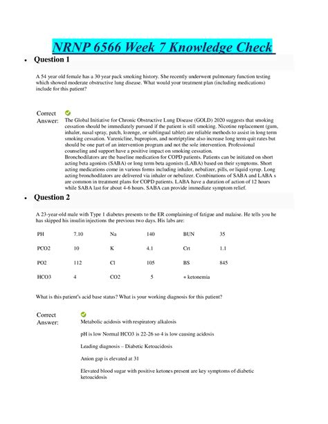 NRNP 6566 Week 7 Knowledge Check Browsegrades