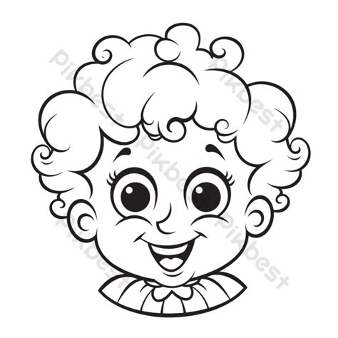 Outline Sketch Child S Face Coloring Page Drawing Vector PNG Images ...