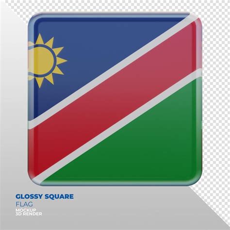 Bandera Cuadrada Brillante Con Textura D Realista De Namibia Archivo