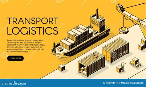 Ship Cargo Logistics Vector Isometric Illustration Stock Vector