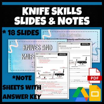 Knives And Knife Skills Slides And Note Sheets Fcs Facs Cooking