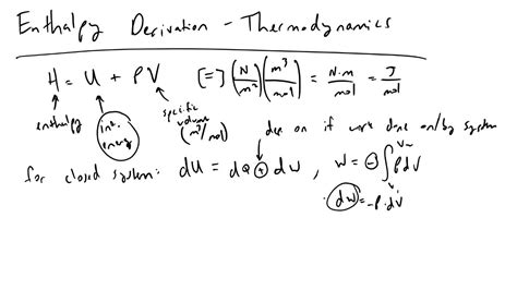 Enthalpy And Specific Heat Derivation Cp Cv R Youtube