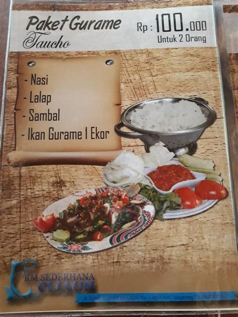 Menu At RM Sederhana Cijauh Restaurant Legok