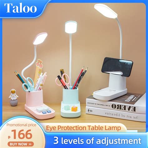 Table Lamp LED Study Table Lamp USB Rechargeable 3 Levels Brightness