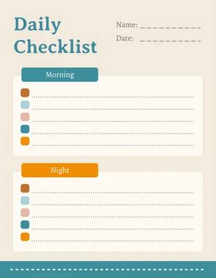 Blank Daily Checklist