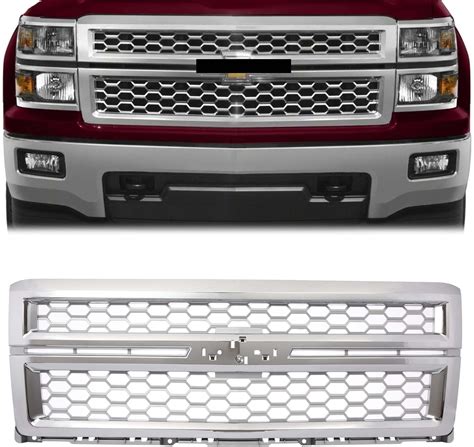 Amazon Partzer Front Bumper Honeycomb Grille Chrome Silver