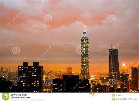 Sunset Tallest Taipei 101 Building on Elephant Mountain Editorial Photography - Image of ...