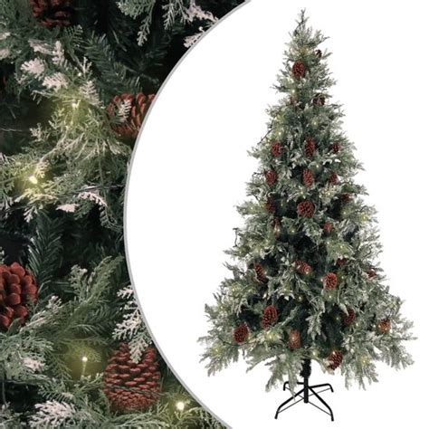 Prolenta Premium Kerstboom Met LED S En Dennenappels 225 Cm PVC En PE