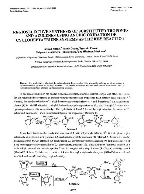 Pdf Regioselective Synthesis Of Substituted Tropones And Azulenes