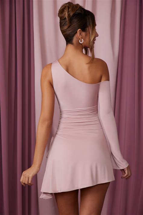 Joie Asymmetric Single Sleeve Mini Dress In Mauve Oh Polly