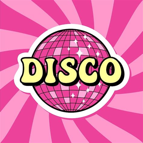 Premium Vector Disco Groovy Lettering Sticker Retro Print With Yellow