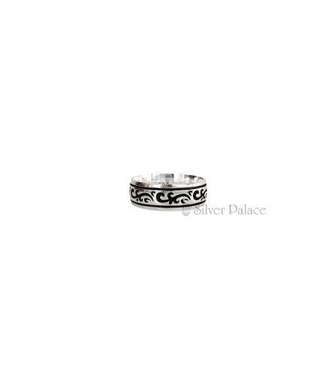 Silver Maan Collection Fancy Line Design Ring For Men - Silver Palace