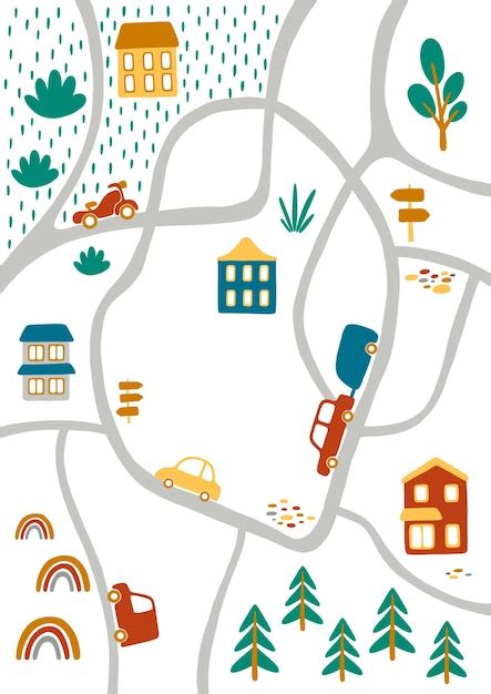 premium vector cute road map  kids room vector illustration