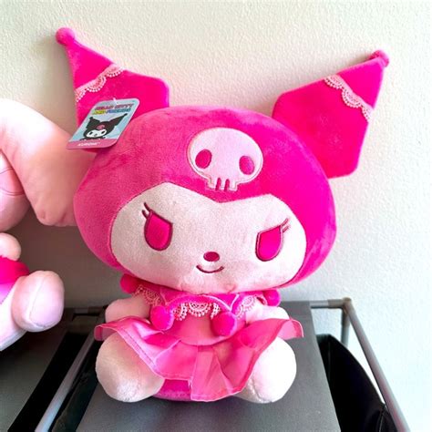 kitty  friends monochrome pink kuromi plush