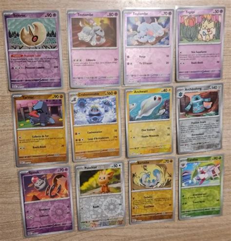 LOT DE 12 Cartes Pokémon Fr Reverses Flamme Obsidiennes Sans Double EUR