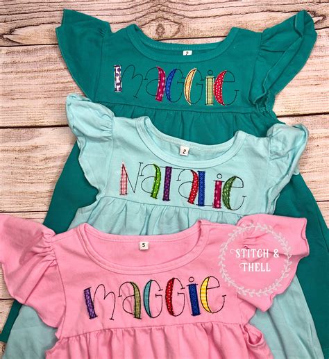 Girls Summer Name Dress, Flutter Sleeve Name Dress, Girls Personalized
