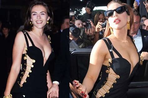 Lady Gaga Copies Liz Hurley S Iconic Versace Safety Pin Dress Mirror